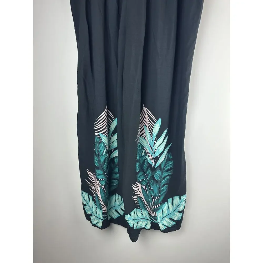 NWT Swim by Cacique Wide Leg Lounge Pants Black Tropical Print Plus Size 26/28 - Picture 8 of 13